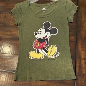 Disney Parks Olive Mickey Mouse Short Sleeve Tee